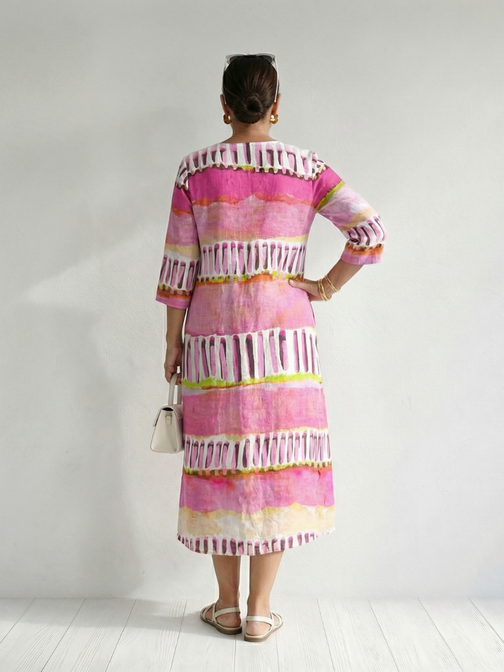 Lois | Easy Flow Patterned Stripe Midi Dress