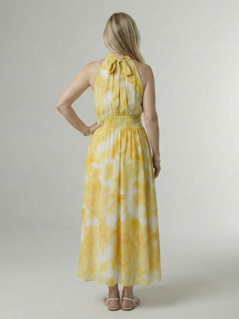 Angela | Gathered Halter Midi Dress