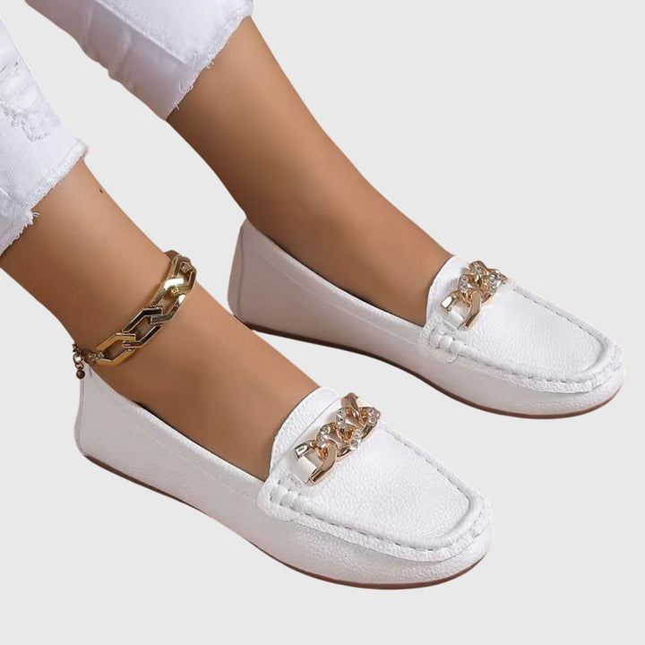 Kristy | Flat Diamond Buckle Loafers