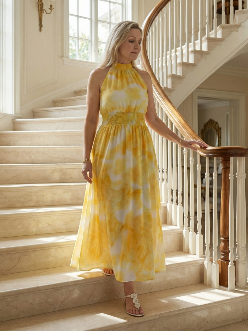 Angela | Gathered Halter Midi Dress