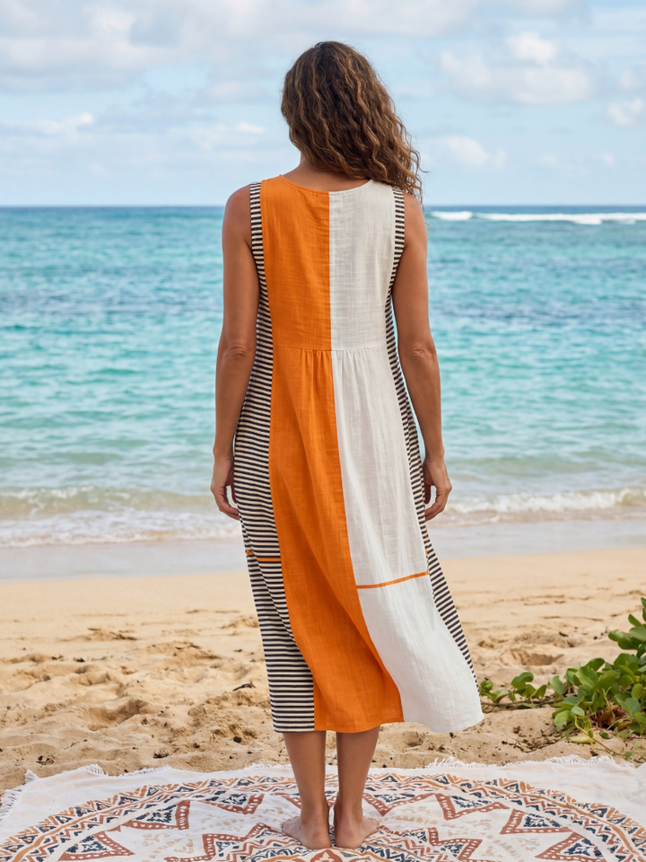 Cate | Colour Block Stripe Midi Dress