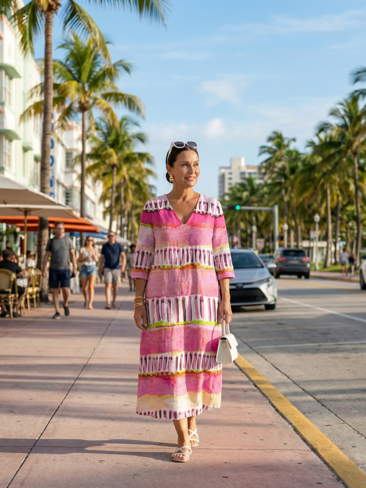 Lois | Easy Flow Patterned Stripe Midi Dress