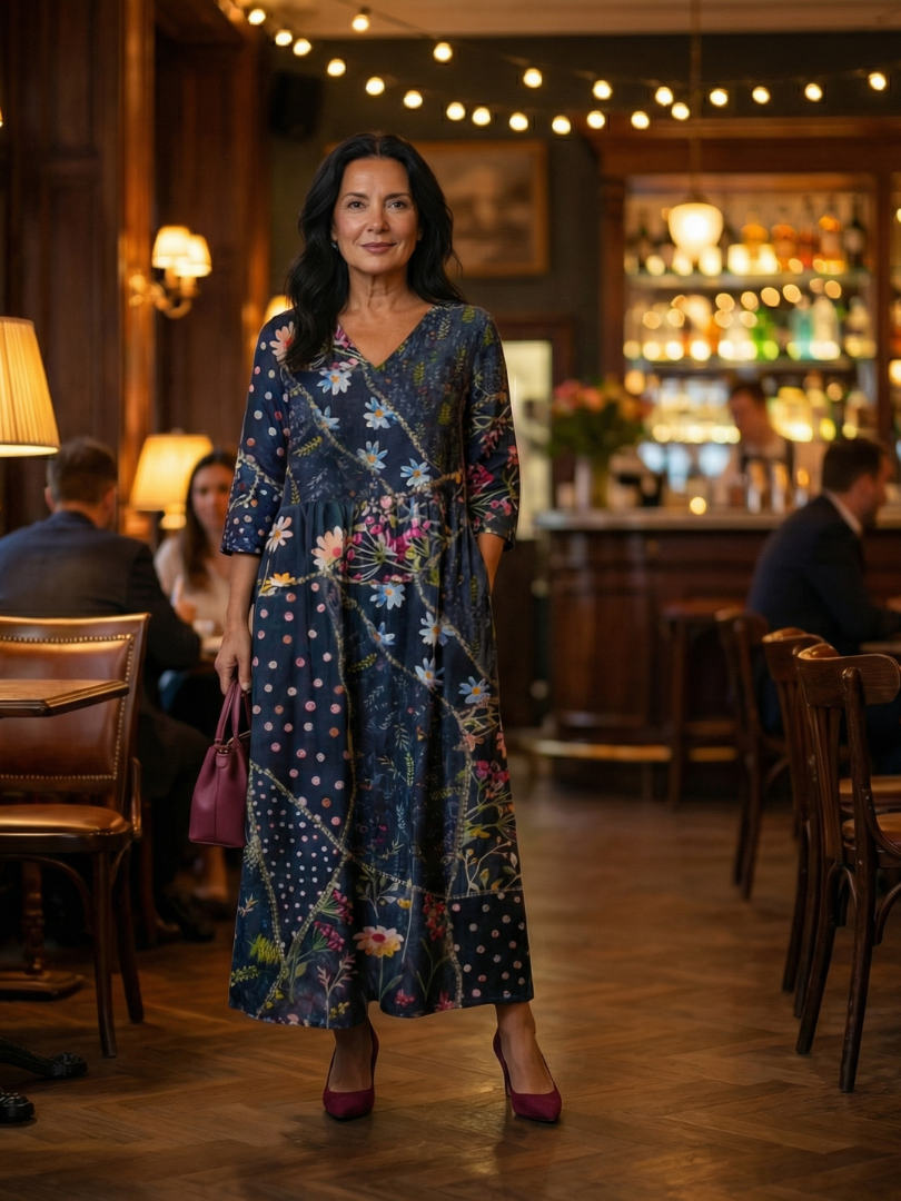 Iris | Easy Gather Floral Midi Dress