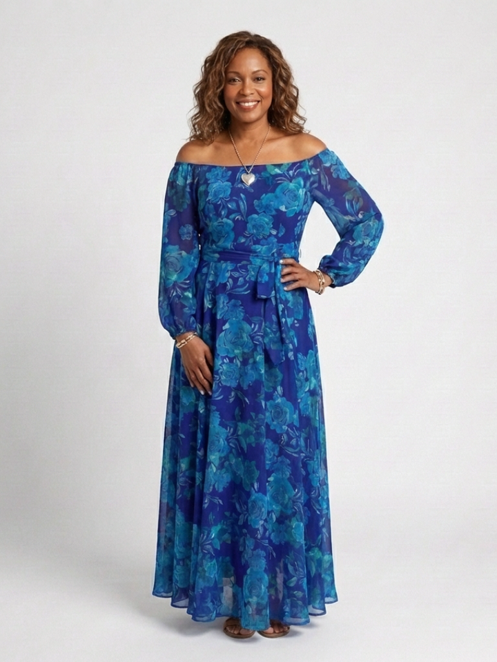 Bonnie | Off Shoulder Floral Maxi Dress