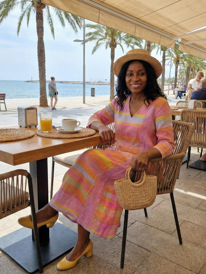 Peggy | Easy Drape Stripe Midi Dress