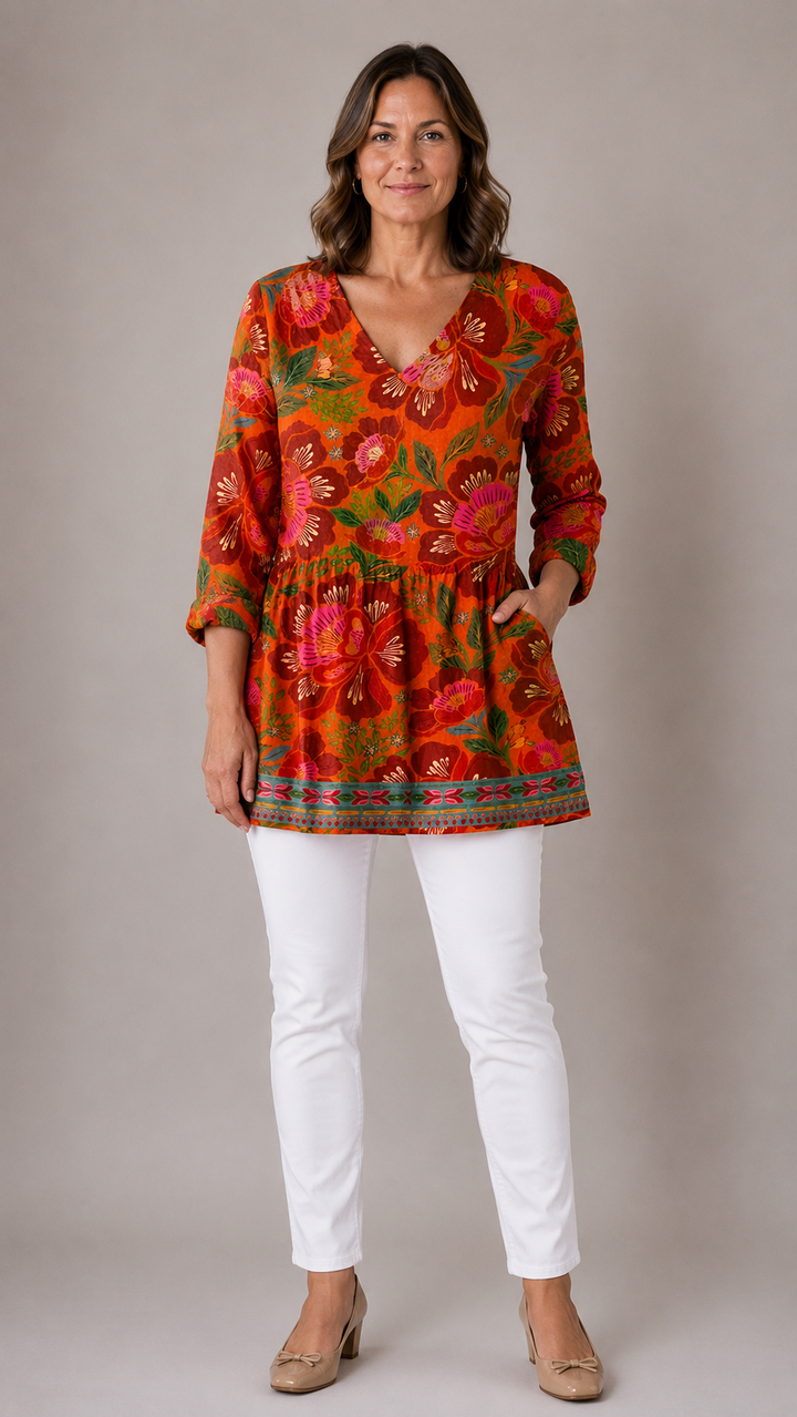 Sharyn | Long Blouse with V-Neck