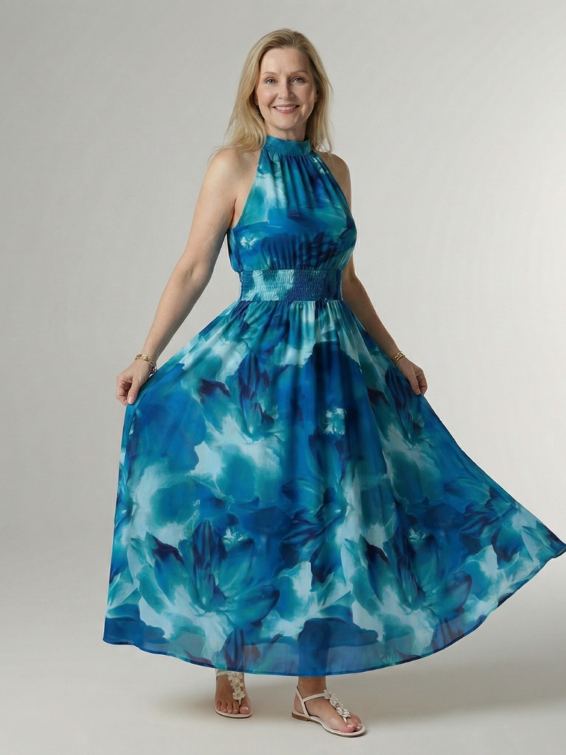 Angela | Gathered Halter Midi Dress