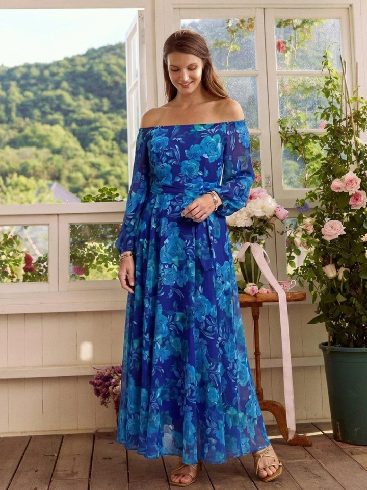 Bonnie | Off Shoulder Floral Maxi Dress