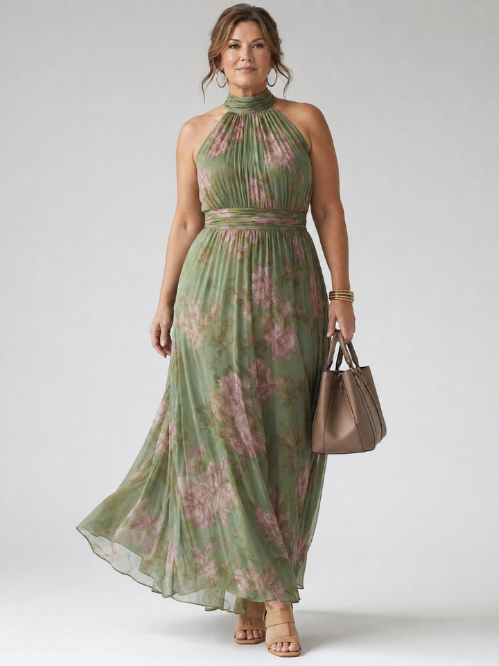 Anthea | Gathered Halter Midi Dress