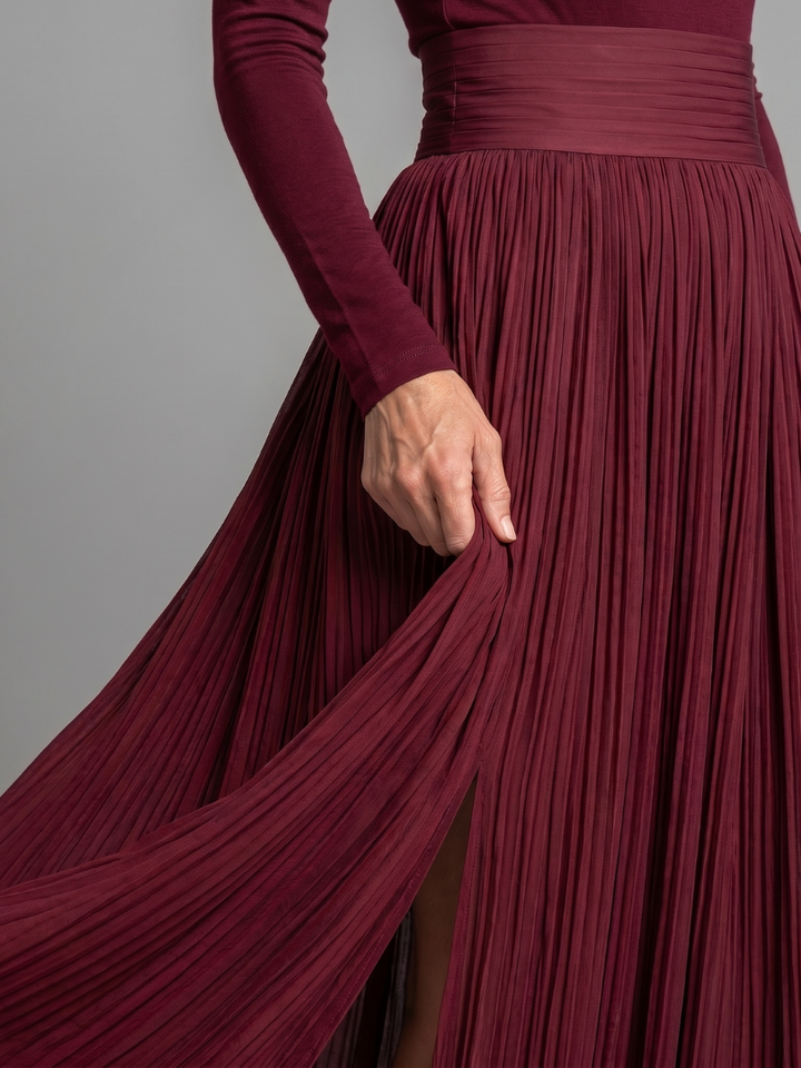 Jenny | Long Sleeve Turtleneck Defined Waist Midi Dress