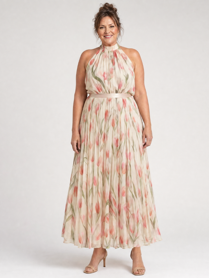 Demelza | Halter Neck Floral Midi Dress