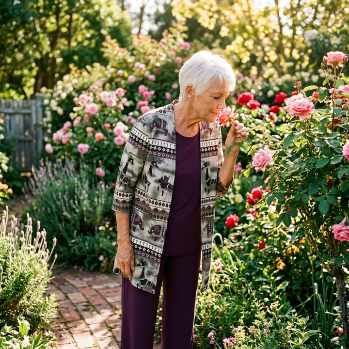 Octavia | Plum Safari-Print Three-Piece Set