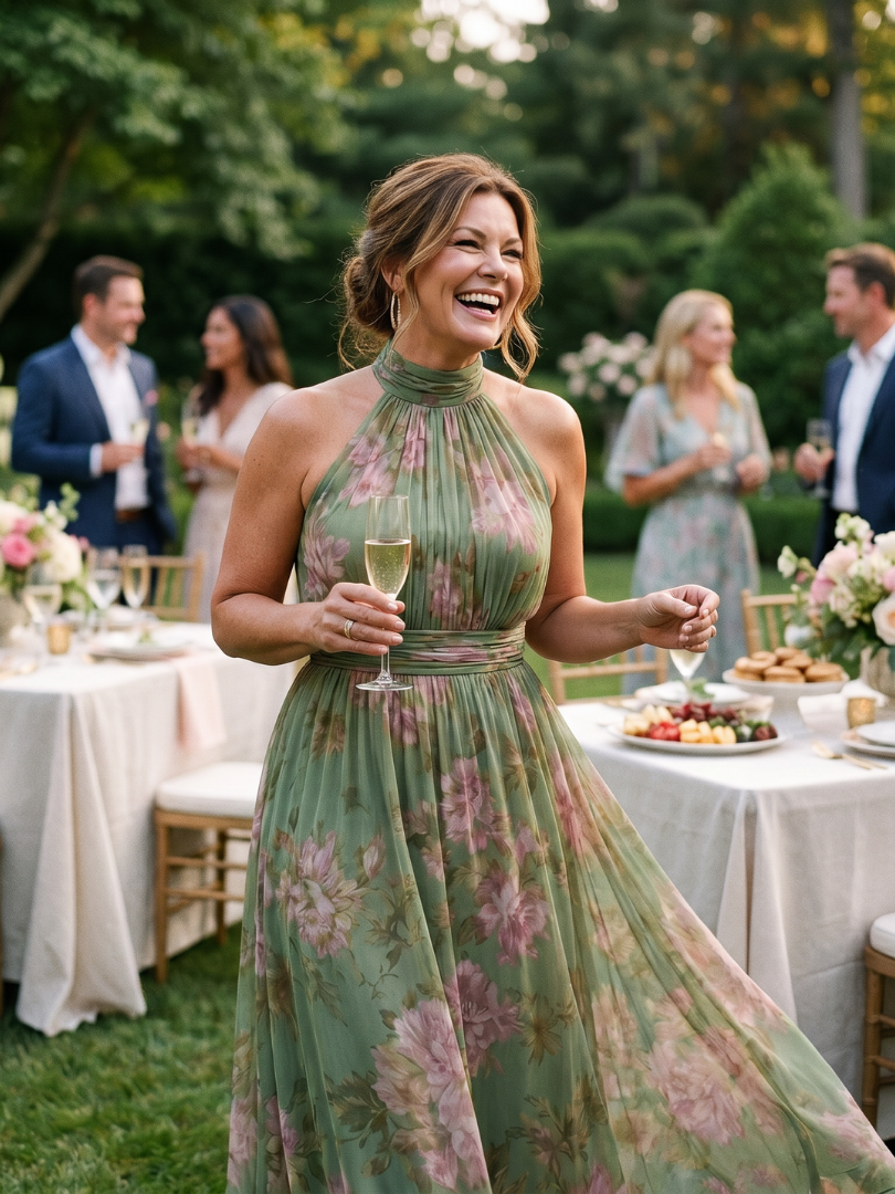 Anthea | Gathered Halter Midi Dress