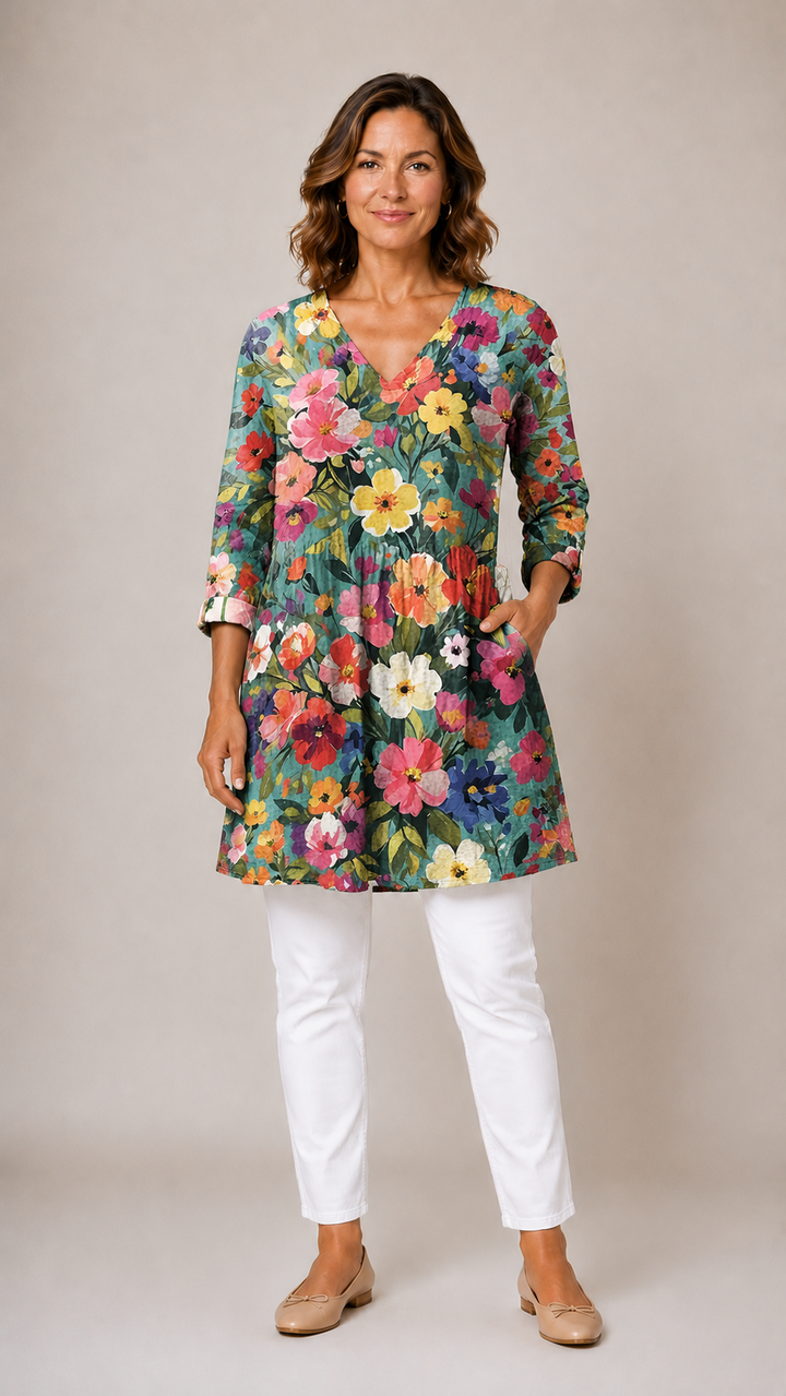 Vivienne | Long Blouse with V-Neck