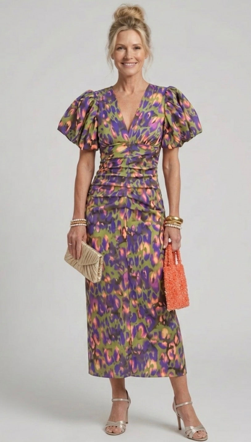Nell | Vivid Pleated Midi Dress