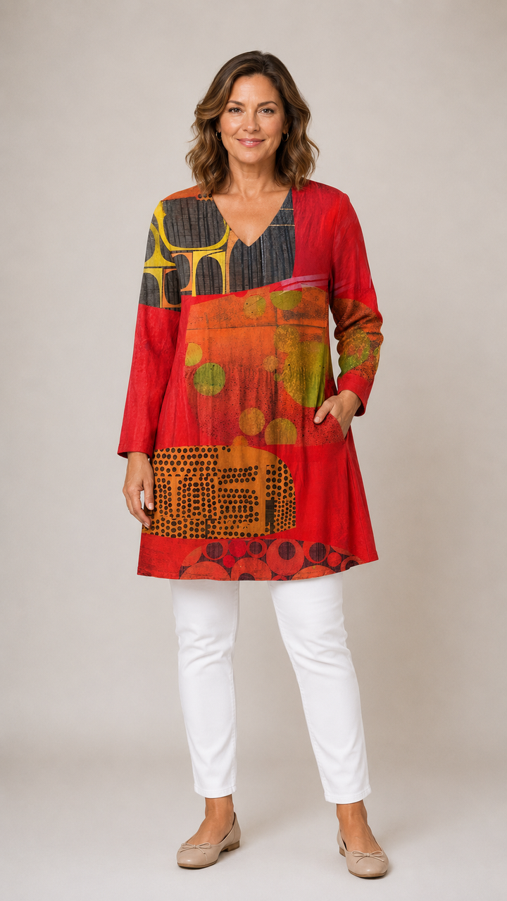 Michelle | Long Blouse with V-Neck