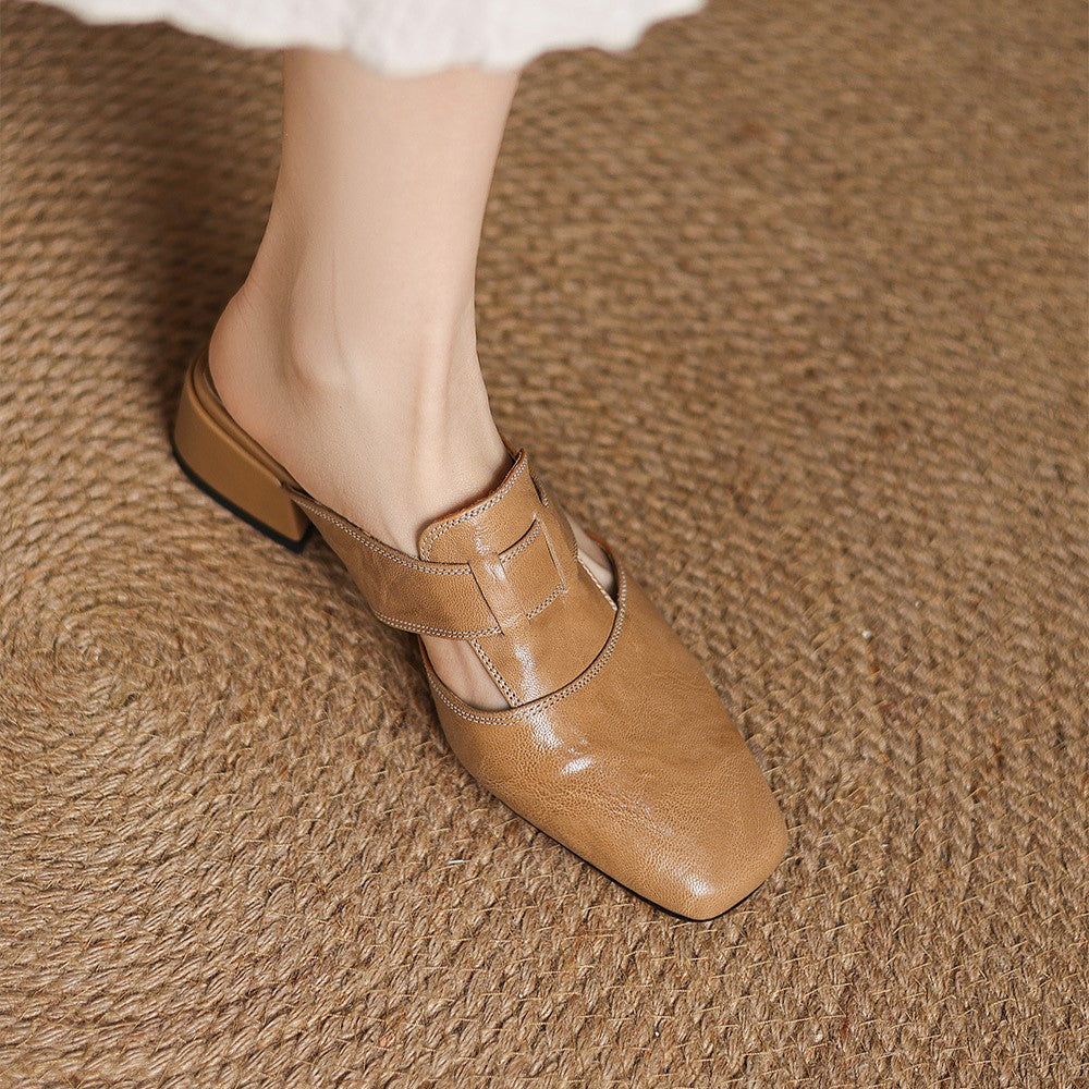 Sinead | Square-Toe Leather Mules