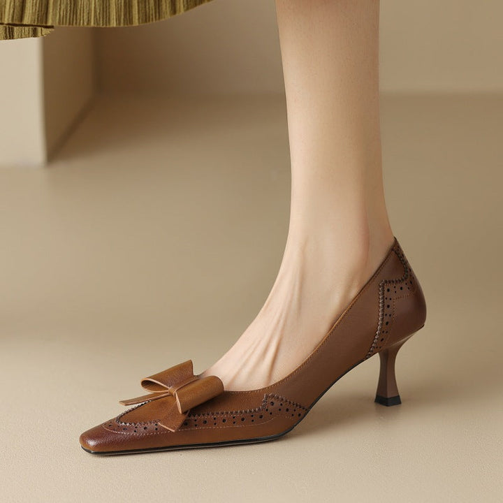 Persephone | Leather Ribbon Pumps