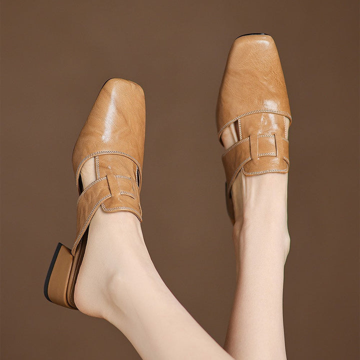 Sinead | Square-Toe Leather Mules