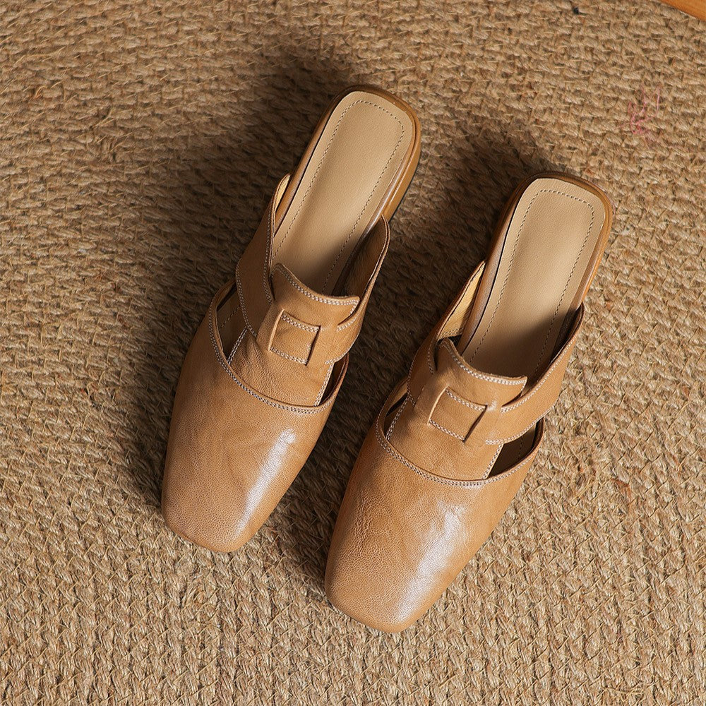 Sinead | Square-Toe Leather Mules
