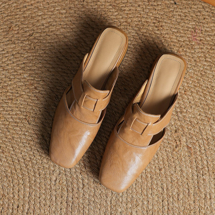 Sinead | Square-Toe Leather Mules