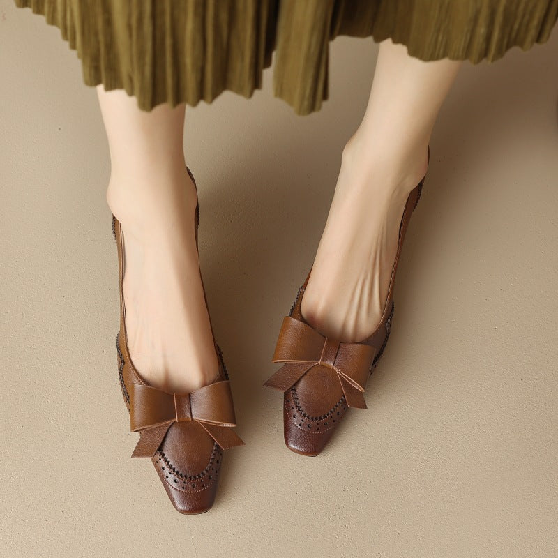 Persephone | Leather Ribbon Pumps