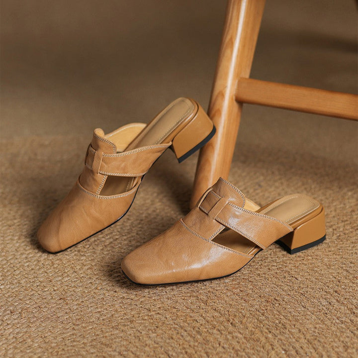 Sinead | Square-Toe Leather Mules