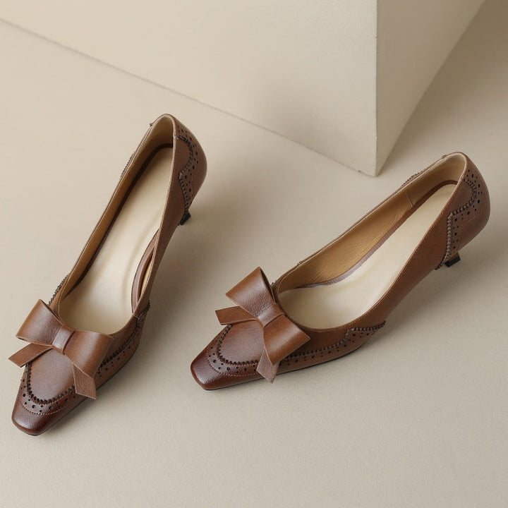 Persephone | Leather Ribbon Pumps