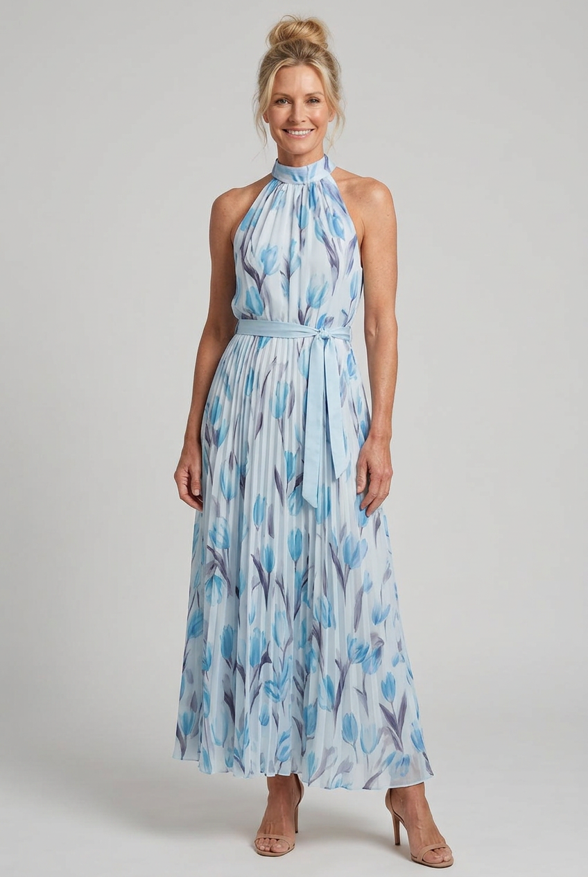 Demelza | Halter Neck Floral Midi Dress