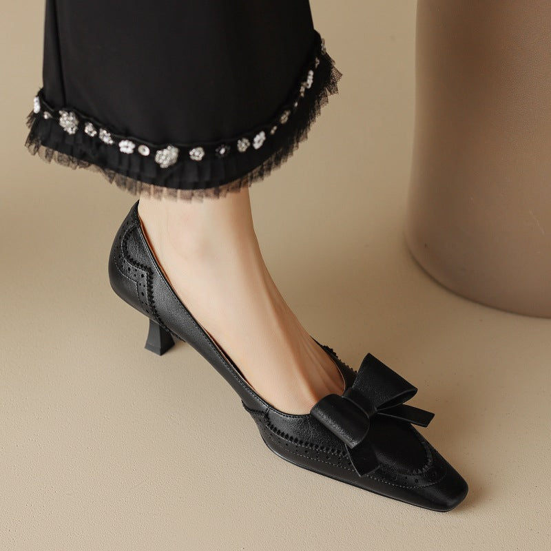 Persephone | Leather Ribbon Pumps