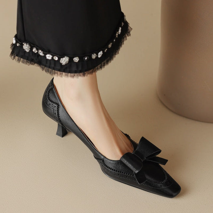 Persephone | Leather Ribbon Pumps