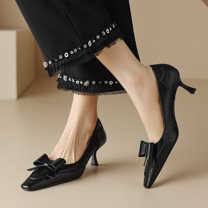 Persephone | Leather Ribbon Pumps