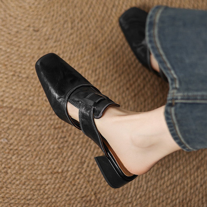 Sinead | Square-Toe Leather Mules