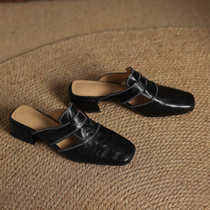 Sinead | Square-Toe Leather Mules