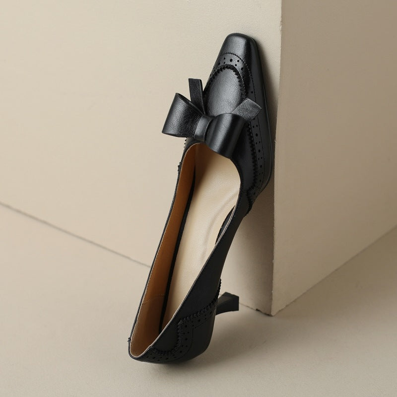 Persephone | Leather Ribbon Pumps