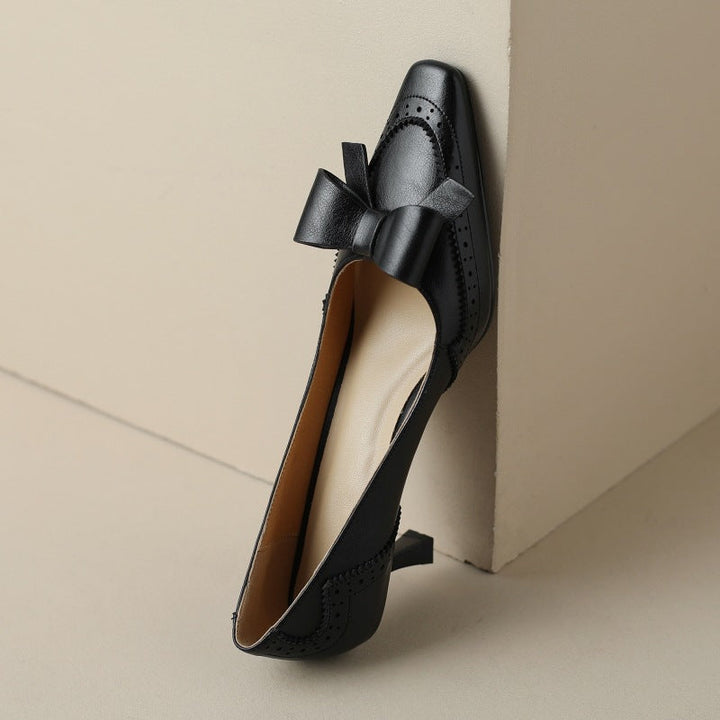Persephone | Leather Ribbon Pumps