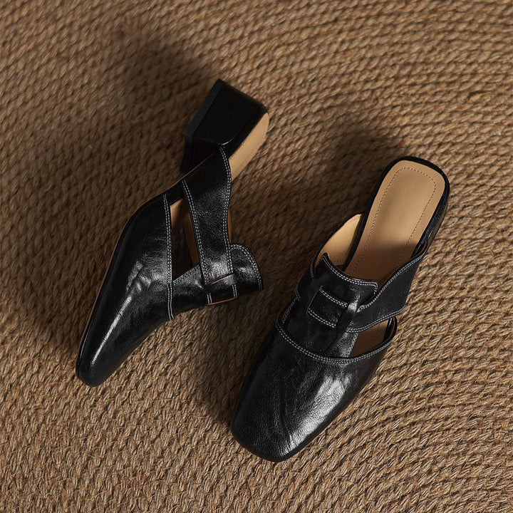 Sinead | Square-Toe Leather Mules