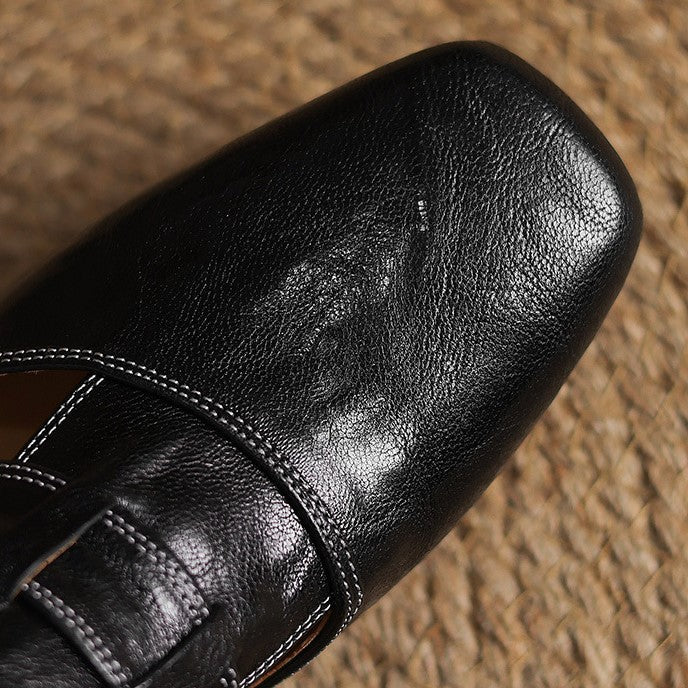 Sinead | Square-Toe Leather Mules