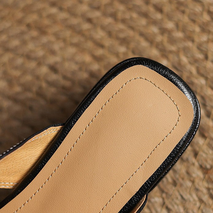 Sinead | Square-Toe Leather Mules