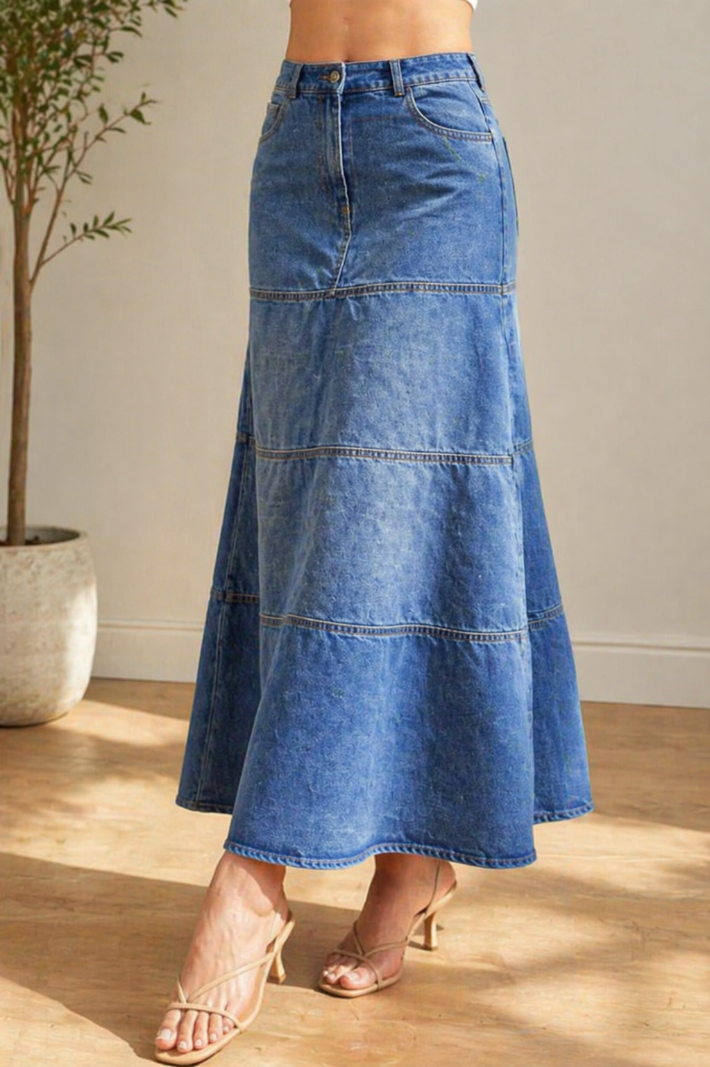 Theresa | Mid-Length Denim Skirt