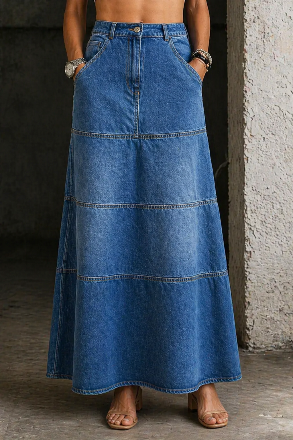 Theresa | Mid-Length Denim Skirt