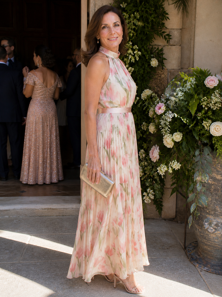 Joyce | Halter Neck Floral Midi Dress