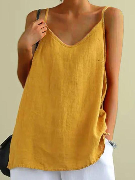 Claudette | Spaghetti Strap Linen Top