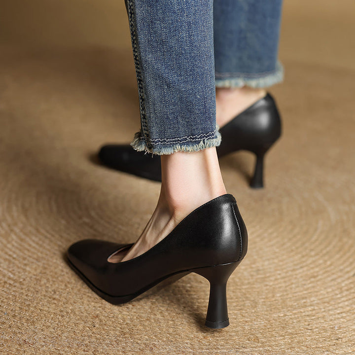Joelle | Square Leather Pumps