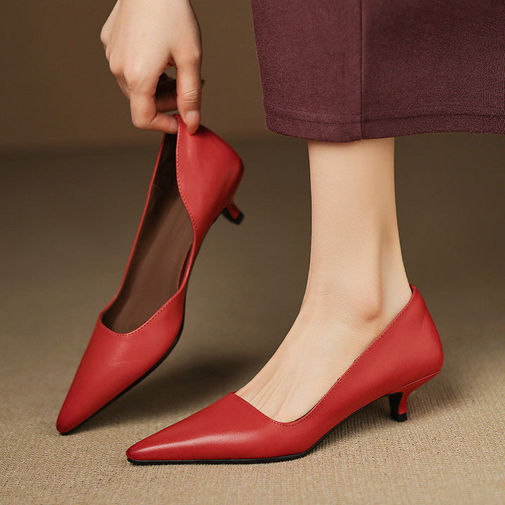 Oceane | Leather Kitten Heel Pumps