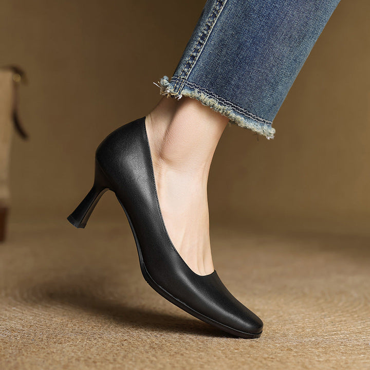 Joelle | Square Leather Pumps