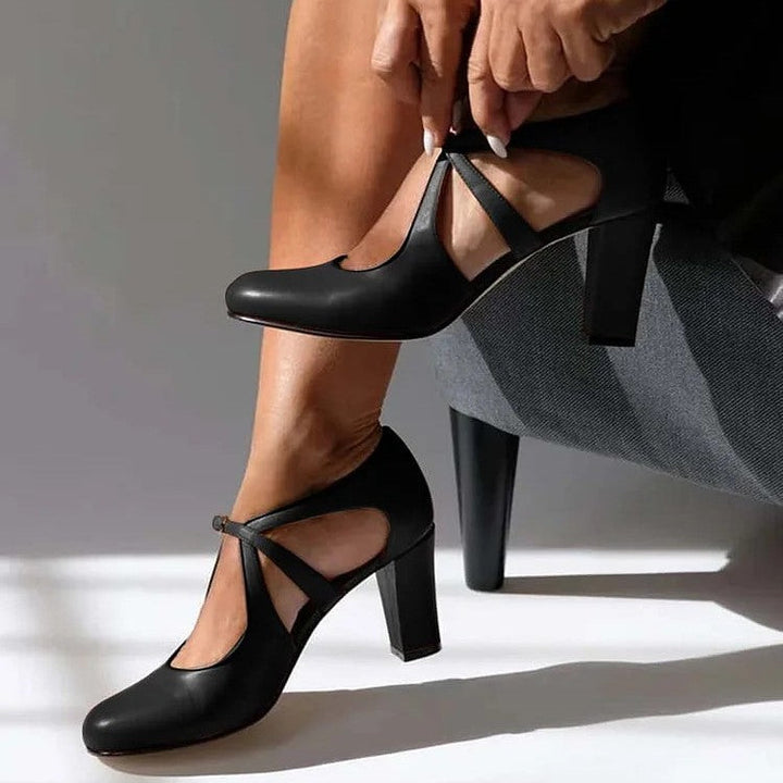 Tessa | Elegant Genuine Leather Comfort Heels