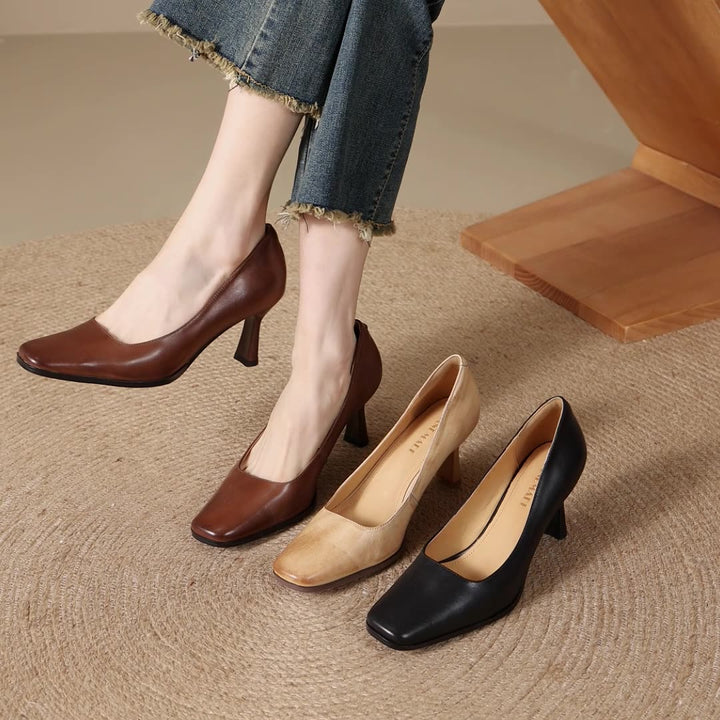 Joelle | Square Leather Pumps