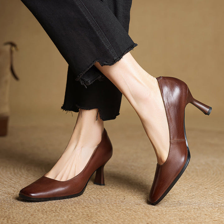 Joelle | Square Leather Pumps