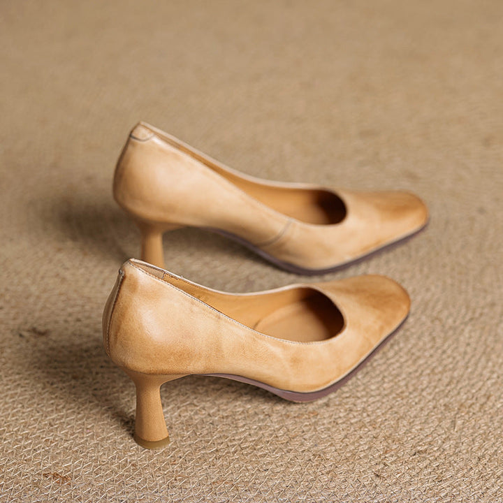 Joelle | Square Leather Pumps